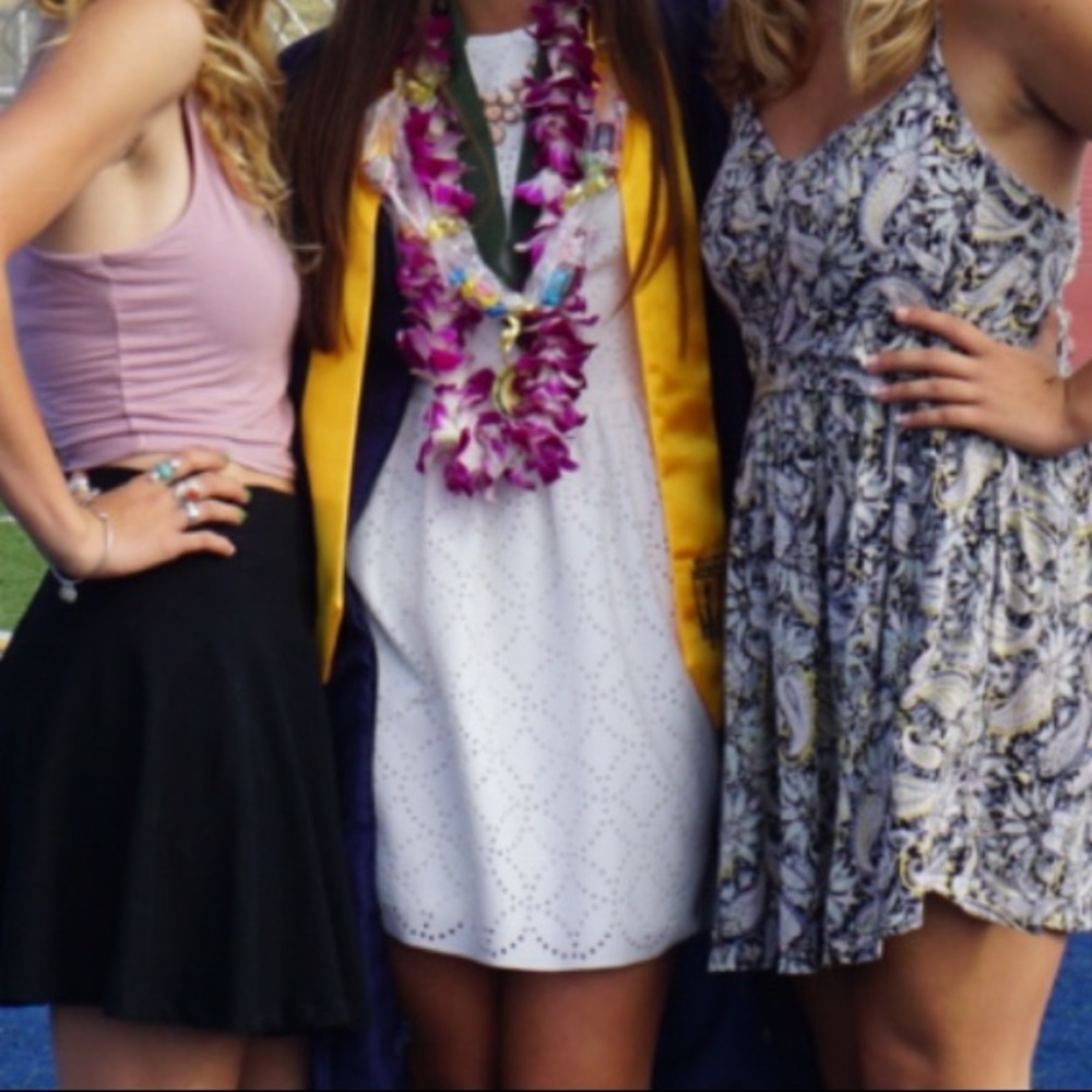 White tank top, eyelet dress
